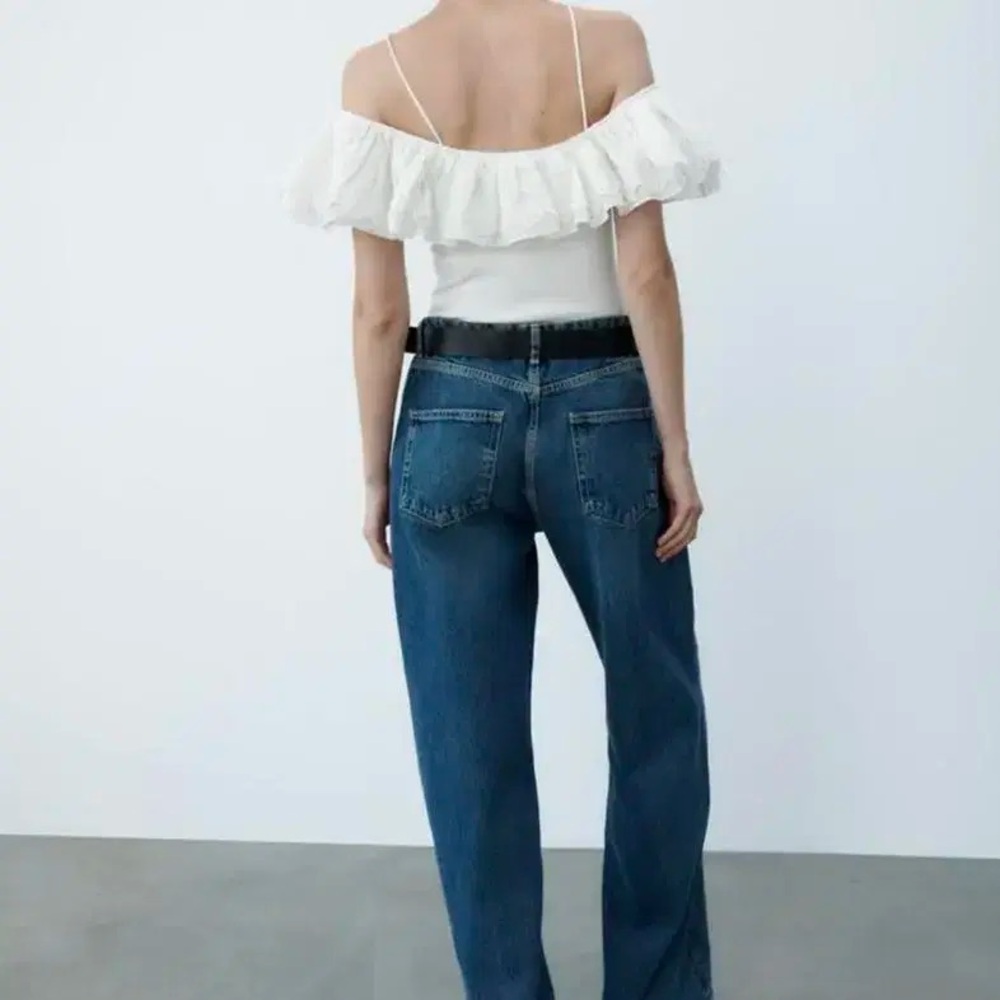 ZARA White Embroidered Ruffle Bodysuit - Picture 4 of 8